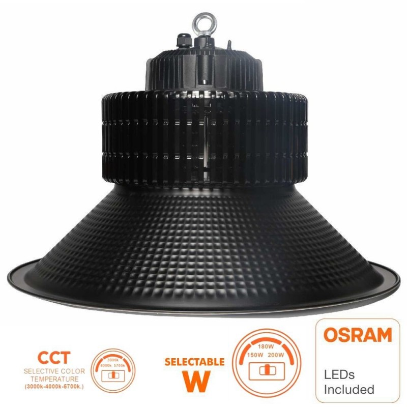 Campânula LED 150W-180W-200W CCT PRO BLACK OSRAM CHIP DURIS E 2835