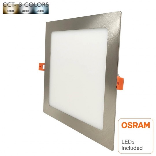 Placa LED Slim Cuadrada 15W Acero Inox - CCT - OSRAM CHIP DURIS E 2835