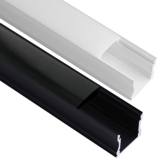 Profilé Blanc et Noir - 2 mètres - U - Aluminium - pour LED
