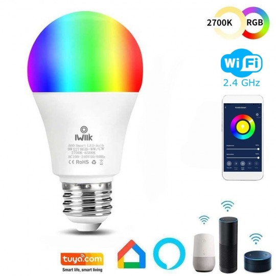 Lâmpada LED 10W SMART Wifi RGB+CCT - A60 Regulável - E27