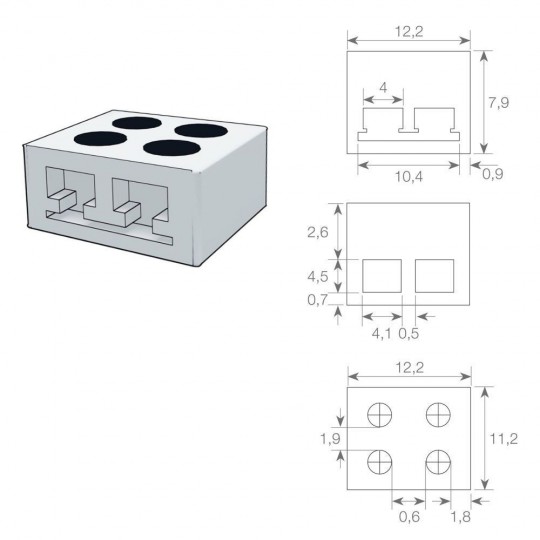 Conector atornillable para tiras LED SMD - 10mm - IP20