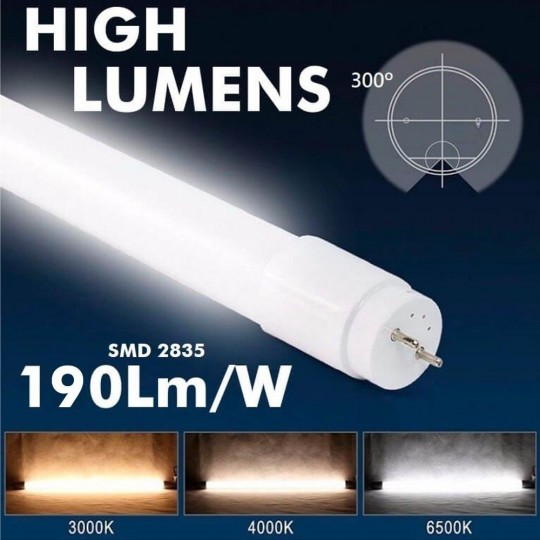 Tubo LED 25W Cristal 150cm T8 - 160 Lm/W - MAX LUMENS - 4000Lm