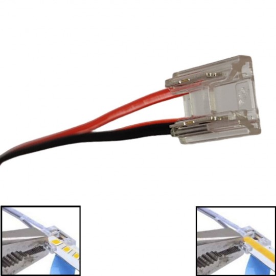 Conector Transparente para Fitas LED COB + SMD - 8mm - 10mm - IP20- Cabo 1 Metro