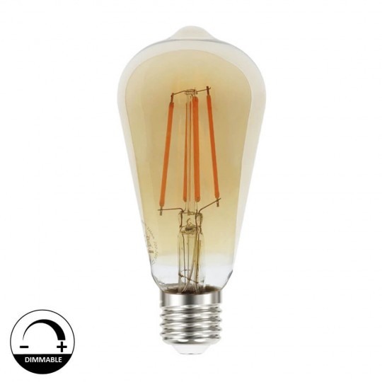 Lâmpada LED Filamento Vintage 8W E27 Gold ST64 - Dimmable