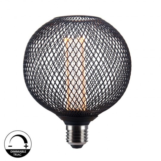 Lâmpada LED - Metal Moderno Preto - 4W - E27 - G125 - Dimmable