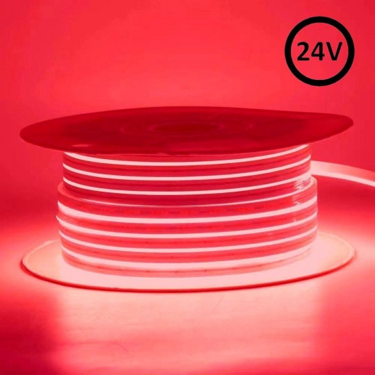 Neón LED Flexible 24V -10W/m - Bobina 50m - 6x12mm - Rojo