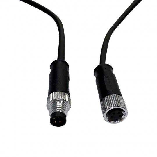 Cable conector Estanco 12V-24V - IP68 - M8 - Macho – Hembra 4x0,3mm2 – ø12mm