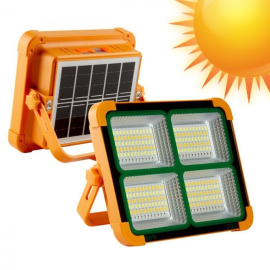 Tragbarer Solar-LED-Strahler - 200W-Chip - Powerbank + USB wiederaufladbar